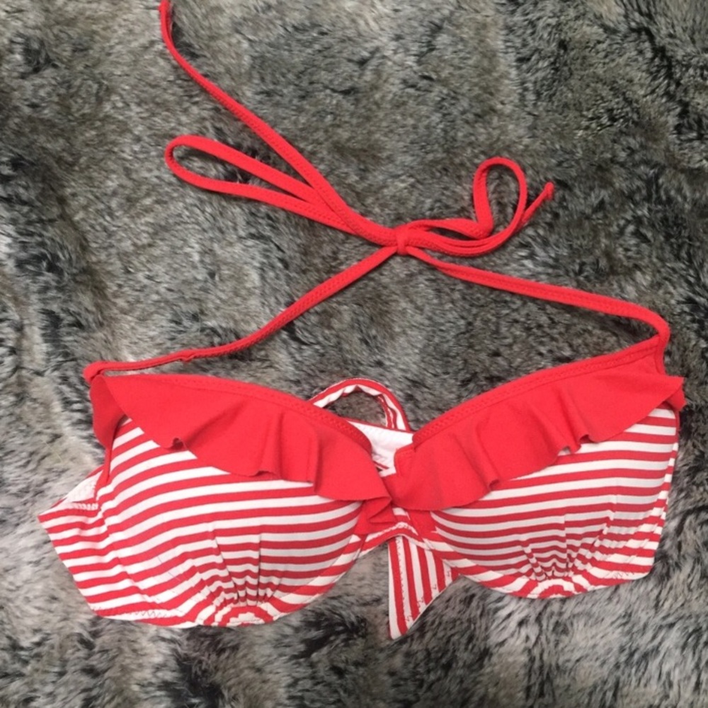 A&F Nautical Red and White Push Up Bikini Top
